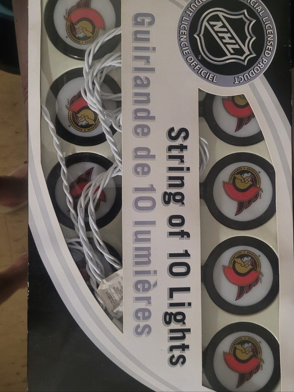 NHL Ottawa Senators Black, Red and Gold Logo Light String